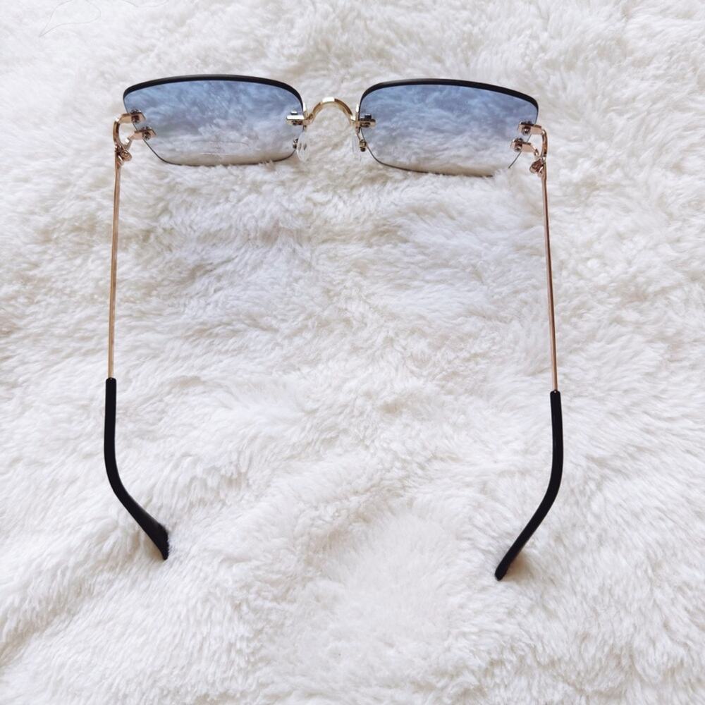 Laurel Clear Blue Rimless Sleek Sunglasses - Picture 8 of 11
